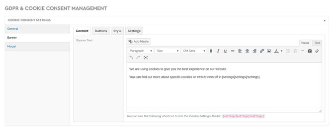 Banner Settings