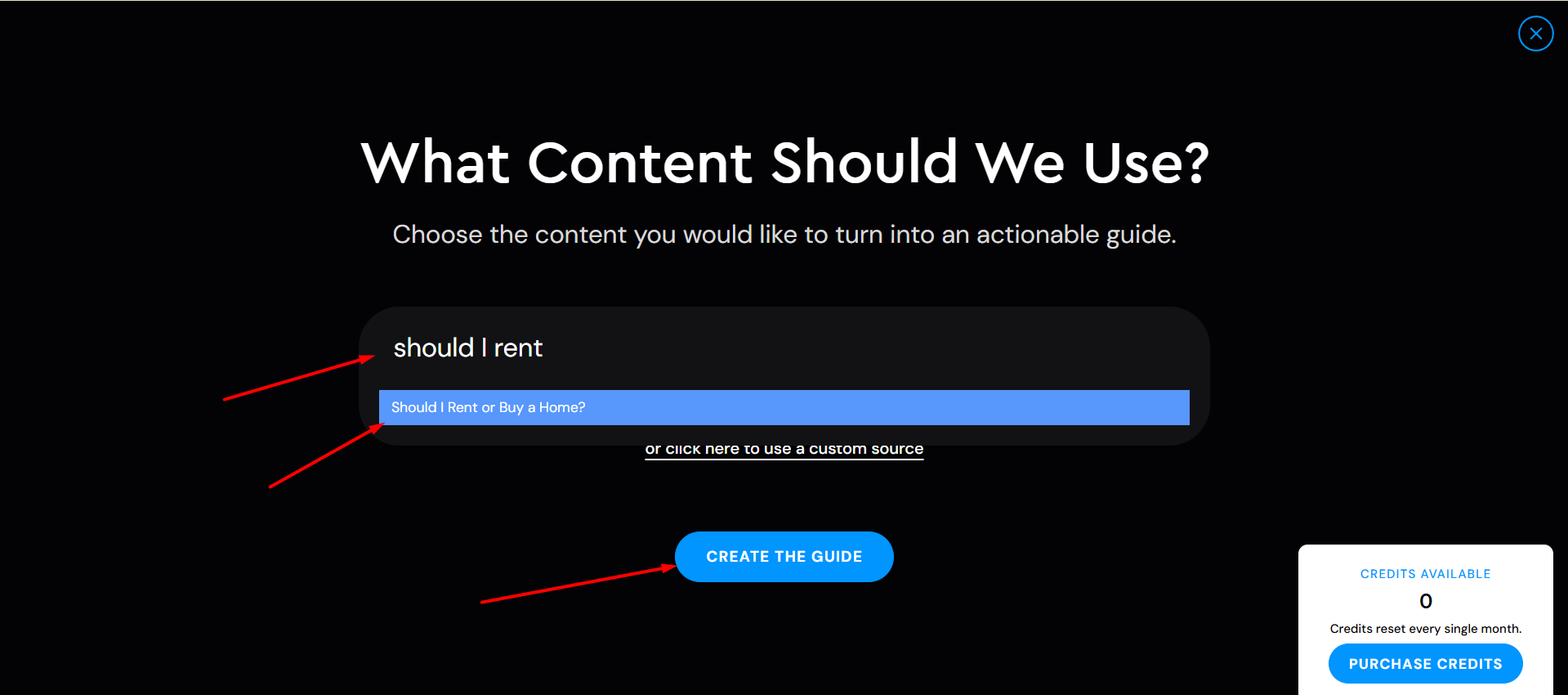 Guide Creator: Create a Guide using Content Magic